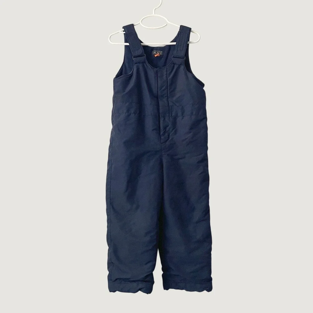 The Childrens Place Kids Navy Blue Fleece Snow Bib Overalls Ski Trip Mountain 4T